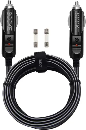 Sccke-00143 Sccke Heavy-duty 20a 12ft / 3.66m 14 Awg Male To Plug Cigarette Lighter Black