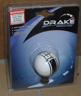 Scott Drake Mustang Parts Ar3z-7213-ss New 2010 2011 Ford White And Black Stripe 6-spd Shifter Ball