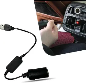 Sep33 Sephile 1 Pc Car 5v To 12v Cigarette Lighter Female Socket Adapter Usb Boost Black