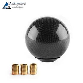 Sexcellentdeals Skc1105-bk Carbon Fiber Manual Gear Shift Black Round Ball Knob With Adapters Universal