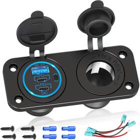 Shenzhen Wangyimai Technology Co Ltd Qd-1718 Cigarette Lighter Socket Qidoe 12v Splitter Panel 78w Usb 2 In 1 - 3