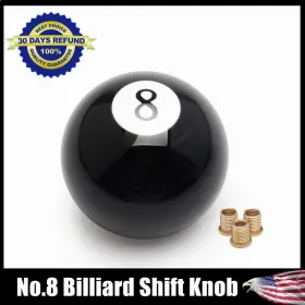 Ht7024 Somusen Universal No.8 Billiard Ball Gear Shifter Black Round Shift Knob With 3 Adapters