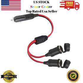 Sparking 647581792735 1pcs 1 To 2 Car Cigarette Lighter Adapter -2 Way 10inch Red And Black