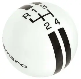 D64103 Speed Dawg Solid White 4-speed Shift Knob With Black 1967 Inch Camaro Script Logo And Rally