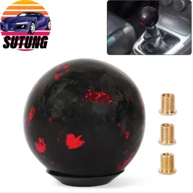 Sfn165 Sutung Forged Carbon Fiber Ball Gear Shifter Round Shift Knob With 3 Adapters Universal