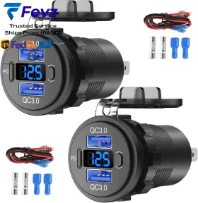 Gsg2023-5m Tianwidjew 2 Pack 12v Usb C Outlet Marine Charging Port For Car Dual Quick