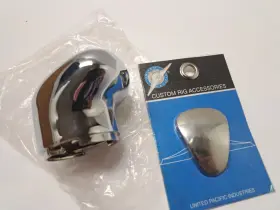 70177 United Pacific 9/10 Chrome Aluminum Gearshift Knob Stainless Steel Cover Truckin