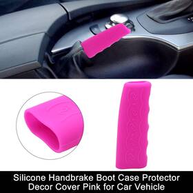 Uxcell 714998577283 Silicone Handbrake Boot Case Protector Decor Cover Pink For Car Vehicle
