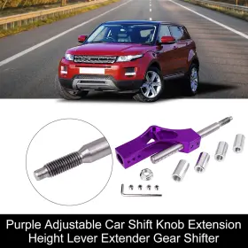 Uxcell 784958820902 Purple Aluminum Alloy Car Gear Extender Adjustable Shifter Lever Shift Extension
