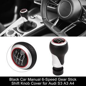 Uxcell 784958840078 Car Manual 6-speed Gear Stick Shift Knob Cover For Audi S3 A3 A4 S4 A5 2003-2015