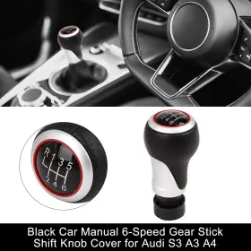 Uxcell 784958840078 Car Manual 6-speed Gear Stick Shift Knob Cover For Audi S3 A3 A4 S4 A5 2003-2015