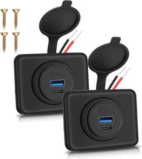 Vadaxx Vd-bc-22 2pcs 12v/24v Rv Usb Outlet With Cap Pd3.0 18w Type-c C And A