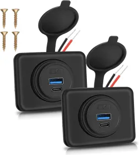 Vd-bc-22 Vadaxx 2pcs 12v/24v Rv Usb Outlet With Cap Pd3.0 18w Type-c C And A