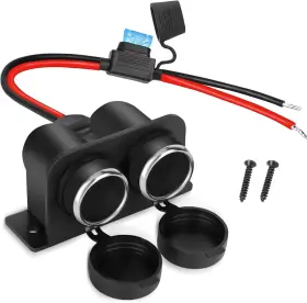Vx-cl-1 Vadaxx 1pcs Cigarette Lighter Socket With Blade Fuse 2-socket Black-1p