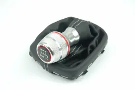 8x0863278qxba Vag Audi A1 6-speed Gear Shift Knob Alloy With Grey Stitched Leather Boot Genuine 8x