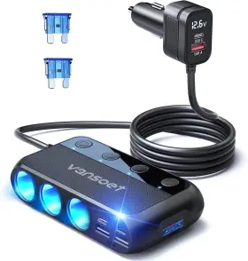 Tr-65 Vansoet 9 In 1 Cigarette Lighter Splitter 158w 3 Socket Car Charger Adapter