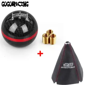 013sfn-5-red Wutong 073sfn-white Mugen Shifter Boot Cover 5 Speed Real Carbon Fiber Ball Gear Stick Shift Knob