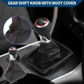 X Autohaux 634149253609 6 Speed Gear Shift Knob With Dust Cover For Audi S-line 07-15 Plastic Black