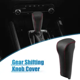 X Autohaux 634149320295 Gear Shift Head Knob Cover Fit For Honda Civic 2006-2011 Black Red Stitches