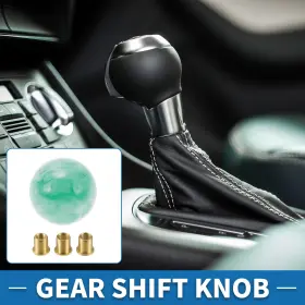 X Autohaux 634149731442 Round Ball Automatic And Manual Shift Knob With 3 Adapter Acrylic Green White 1 Set