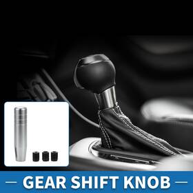 X Autohaux 640283654233 13cm Automatic And Manual Shift Knob With 3 Adapter Aluminum Alloy Silver Tone 1set