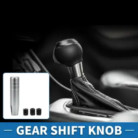 X Autohaux 640283654233 13cm Automatic And Manual Shift Knob With 3 Adapter Aluminum Alloy Silver Tone 1set