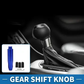 X Autohaux 640283654264 14.5cm Automatic And Manual Shift Knob With 3 Adapter Aluminum Alloy Blue 1 Set