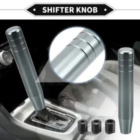 X Autohaux 656320448673 18cm Automatic Manual Shift Knob With 3 Adapter Aluminum Alloy Titanium Tone 1set