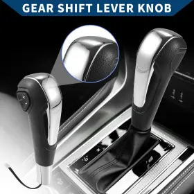 X Autohaux 656320657648 Automatic Gear Shift Knob For Chevrolet Aveo 2011-2017 Faux Leather Silver Tone