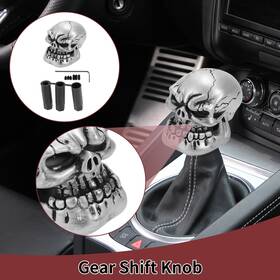X Autohaux 656417022779 7cm Skull Automatic And Manual Shift Knob With 3 Adapter Resin Silver Tone 1 Set