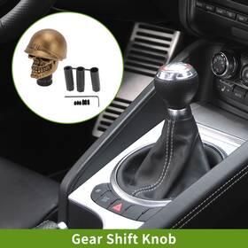 X Autohaux 656417029907 9.5cm Skull Automatic Manual Shift Knob With 3 Adapter Resin Copper Tone 1 Set