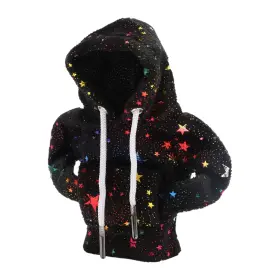 X Autohaux 656417932627 Universal Car Shift Knob Cover Reflective Stars Pattern Gearstick Hoodie Black