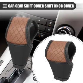 X Autohaux 716058608258 Auto Car Gear Shift Cover Automatic Faux Leather Black Brown
