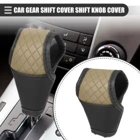 X Autohaux 716058608951 Auto Car Gear Shift Cover Automatic Faux Leather Black Beige