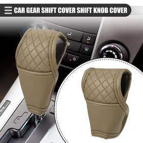 X Autohaux 716058609088 Universal Car Gear Shift Cover Automatic Faux Leather Beige