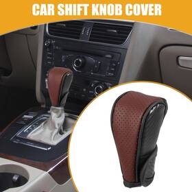 X Autohaux 716058805503 1 Pcs Universal Automatic Car Shift Knob Cover Carbon Fiber Pattern Wine Red