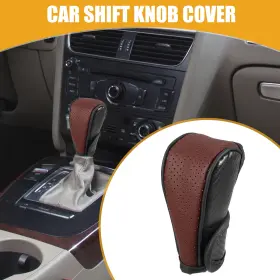 X Autohaux 716058805503 1 Pcs Universal Automatic Car Shift Knob Cover Carbon Fiber Pattern Wine Red