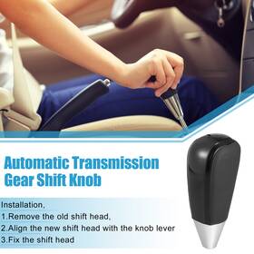 X Autohaux 724117566944 Automatic Gear Shift Knob For Toyota Black Cover Fauxleather Perforated