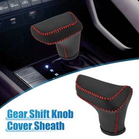 X Autohaux 724117977009 Automatic Gear Shift Knob Cover Sheath For Hyundai Elantra 21-23 Red Stitches