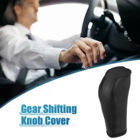 X Autohaux 726215893953 Gear Shift Lever Cover Interior For Honda Fit 14-18 Black Stitches