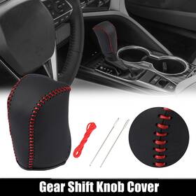 X Autohaux 734301079747 Black Faux Leather Gear Shift Knob Cover For Toyota Camry 2007-2011 Red Line