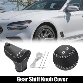 X Autohaux 743151979701 Gear Shift Knob Cover Lever For Hyundai Elantra 2021-2022 Gray Stitches