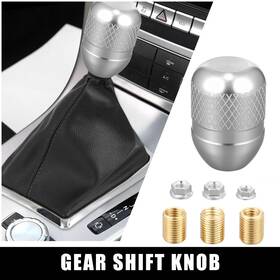 X Autohaux 746453022489 1 Set Aluminum Alloy Car Shifter Gear Shift Knob With Adapter Silver Tone