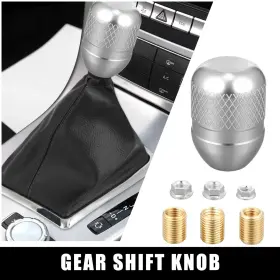 X Autohaux 746453022489 1 Set Aluminum Alloy Car Shifter Gear Shift Knob With Adapter Silver Tone