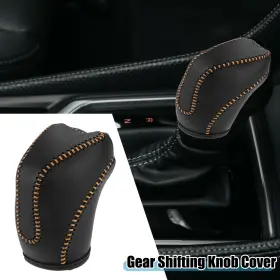 X Autohaux 766549173635 Gear Shifting Knob Cover For Subaru Crosstrek 2018-2023 Black Orange Stitches