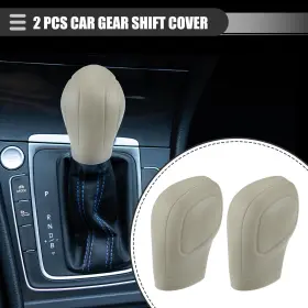 X Autohaux 766549514889 Universal Auto Gear Shift Cover Handbrake Shifter Silicone Beige 2 Pcs