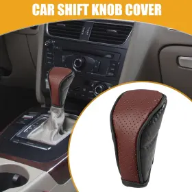 X Autohaux 767153618246 Universal Car Shift Knob Cover With Zipper Breathable Faux Leather Wine Red X Autohaux 767153618246 Universal Car Shift Knob Cover With Zipper Breathable Faux Leather Wine Red