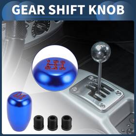 X Autohaux 781954469159 6cm 5 Speed Manual Universal Shift Knob With 3 Adapter Aluminum Alloy Blue 1 Set