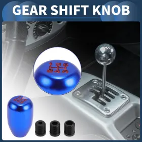 X Autohaux 781954469159 6cm 5 Speed Manual Universal Shift Knob With 3 Adapter Aluminum Alloy Blue 1 Set