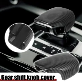 X Autohaux 782685192668 Car Gear Shift Knob Cover Sticker Carbon Fiber Pattern For Audi Q7 S5 Black